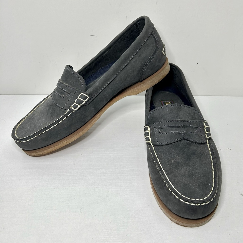 Timberland Dark Gray Suede Leather Preppy Academia Loafers Size 7W